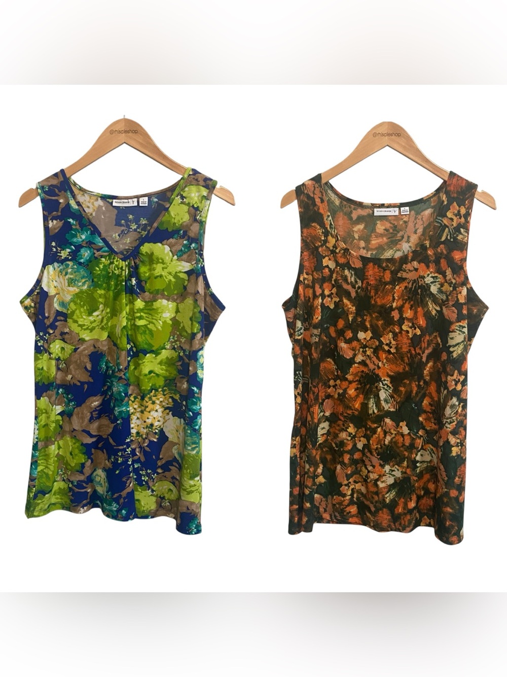 Susan Graver Bundle of Two Colorful Liquid Knit Tanks Size Large